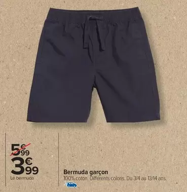 Bermuda Garçon offre à 3,99€ sur Carrefour Drive