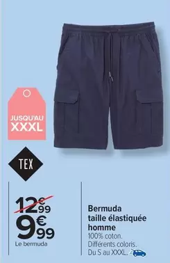 Tex - Bermuda Taille Éléstiquee Homme offre à 9,99€ sur Carrefour Drive