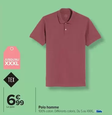 Polo Homme offre à 6,99€ sur Carrefour Drive