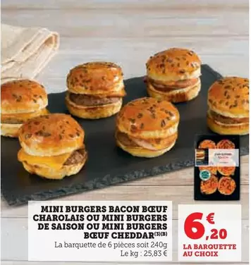 Mini Burgers Bacon Boeuf Charolais Ou Mini Burgers De Saison Ou Mini Burgers Boeuf Cheddar offre à 6,2€ sur Hyper U