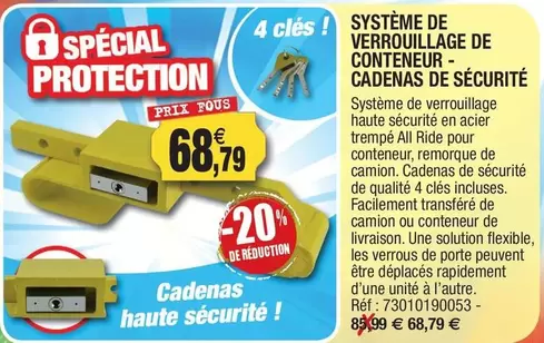 Système De Verroullage De Conteneur-Cadenas De Securité offre à 68,79€ sur Outiror