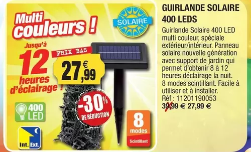 Guirlande Solaire 400 Leds offre à 27,99€ sur Outiror
