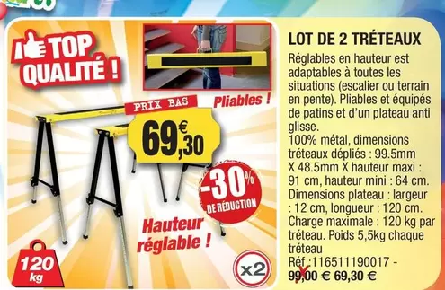 Lot De 2 Tréteaux offre à 69,3€ sur Outiror