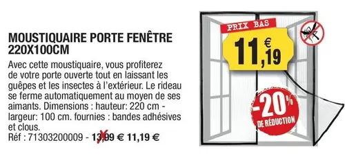 Moustiqueire Porte Fenêtre 220x100cm offre à 11,19€ sur Outiror