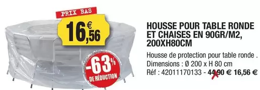 Housse Pour Table Ronde Et Chaises En 90gr/m2, 200xh80cm offre à 16,56€ sur Outiror