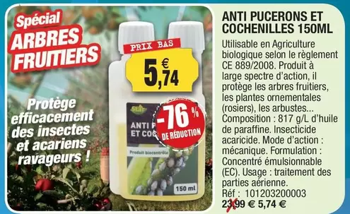Anti Pucerons Et Cochenilles offre à 5,74€ sur Outiror