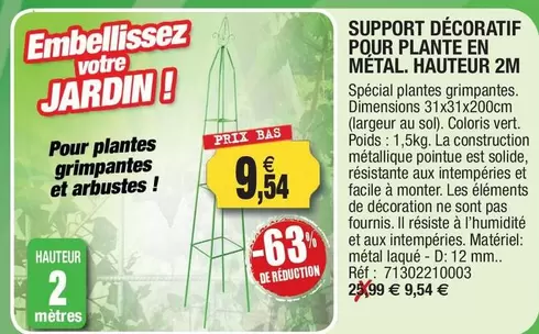 Support Décoratifs Pour Plante En Métal, Hautteur 2m offre à 9,54€ sur Outiror