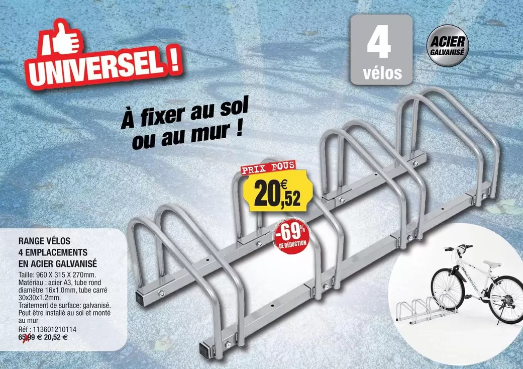 Range Véelos 4 Emplacements En Acier Galvinisé offre à 20,52€ sur Outiror