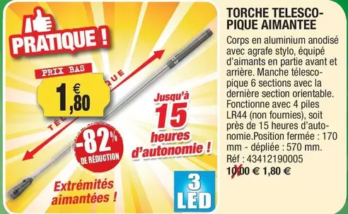 Torche Telescopique Aimantee offre à 1,8€ sur Outiror