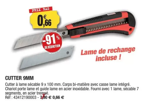 Cutter  offre à 0,66€ sur Outiror