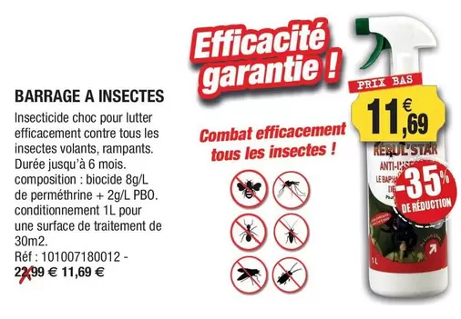 Barrage A Insectes offre à 11,69€ sur Outiror