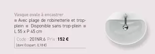 Vasque Ovale A Encastrer  offre à 152€ sur Richardson