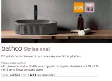 Bathco Striae Oval offre à 1231€ sur Richardson