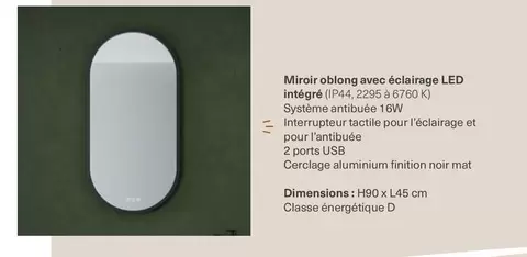 Miori-oblong Avec Éclairage Led offre sur Richardson