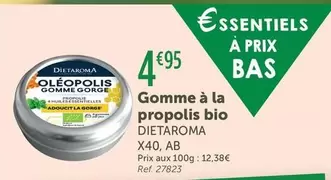 Dietaroma - Gomme À La Propolis Bio offre à 4,95€ sur L'Eau Vive