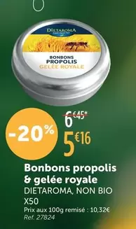 Dietaroma - Bonbons Propolis & Gelée Royale offre à 5,16€ sur L'Eau Vive