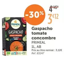 Primeal - Gaspacho Tomate Concombre offre à 3,12€ sur L'Eau Vive