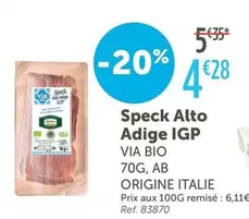 Via Bio - Speck Alto Adige IGP offre à 4,28€ sur L'Eau Vive