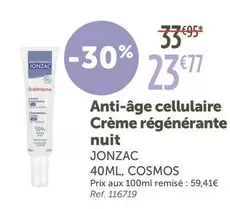 Jonzac - Anti-Age Cellulaire Crème Régénérante Nuit offre à 23,77€ sur L'Eau Vive