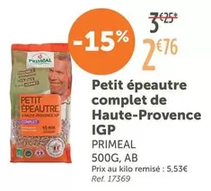 Primeal - Igp Petit Épeautre Complet De Haute-Provence IGP offre à 2,76€ sur L'Eau Vive