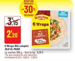 Old El Paso - 6 Wraps Blé Complet offre à 2,2€ sur G20