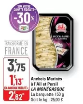 La Monégasque - Anchois Marinés À L'Ail Et Persil offre à 3,75€ sur G20
