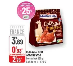 Maître Coq - Coq'Ailes Bbq offre à 3,69€ sur G20