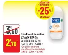 Sanex - Déodorant Sensitive Zero% offre à 2,7€ sur G20