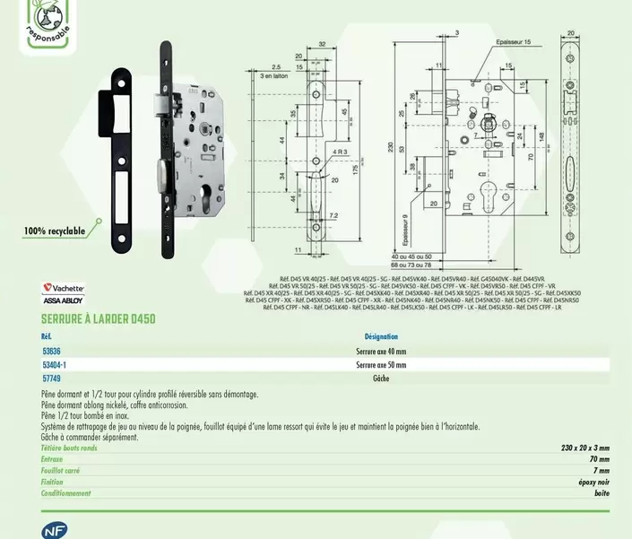 Assa Abloy - Serrure À Larder D450 offre sur Master Pro