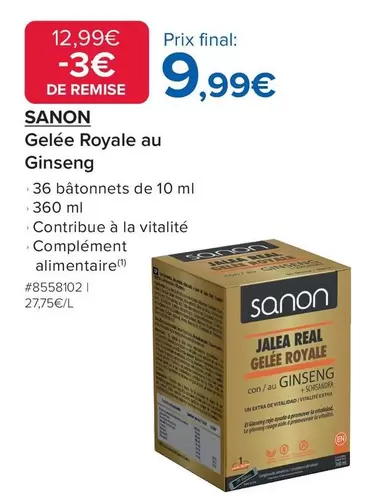 Sanon - Gelée Royale Au Ginseng offre à 9,99€ sur Costco