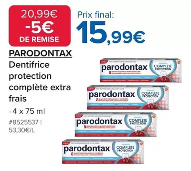 Parodontax - Dentifrice Protection Complète Extra Frais offre à 15,99€ sur Costco