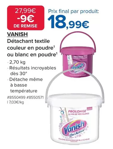 Vanish - Détachant Textile Couleur En Poudre' Ou Blanc En Poudre offre à 18,99€ sur Costco