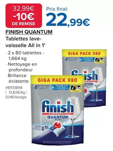 Finish - Tablettes Lave-Vaisselle All In 1 offre à 22,99€ sur Costco