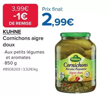 Kühne - Cornichons Aigre Doux offre à 2,99€ sur Costco