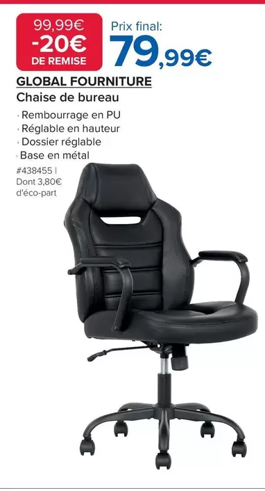 Chaise De Bureau offre à 79,99€ sur Costco
