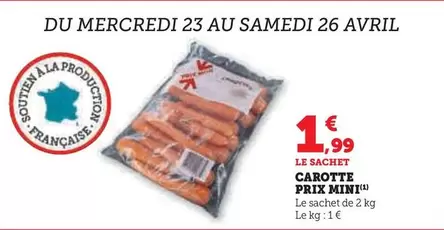Prix Mini - Carotte offre à 1,99€ sur U Express