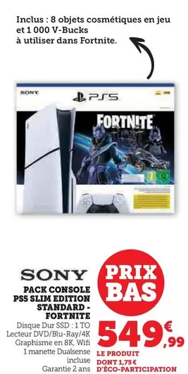 Sony - Pack Console PS5 Slim Edition Standard-Fortnite offre à 549,99€ sur Hyper U