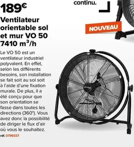 Ventilateur Orientable Sol Et Mur VO 50 7410 M³/H offre à 189€ sur Champion Direct