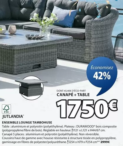 Canape + Table offre à 1750€ sur JYSK