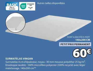 Surmatelas Vingan offre à 60€ sur JYSK