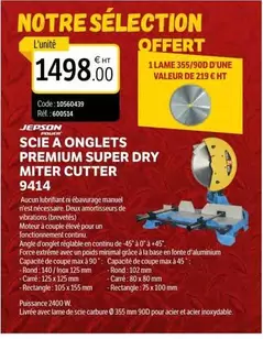 Scie A Onglets Premium Super Dry Mister Cutter 9414 offre à 1498€ sur DomPro