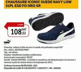 Puma - Chaussure Iconic Suede Navy Low S1Pl Esd Fo Hro Sr offre à 108,53€ sur DomPro