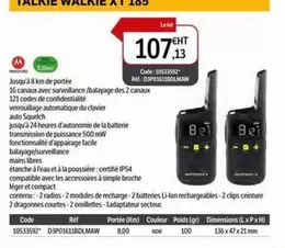Talkie Walkie XT185 offre à 107,13€ sur DomPro