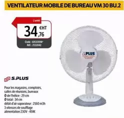 S Plus - Ventilateur Mobile De Bureau  offre à 34,76€ sur DomPro