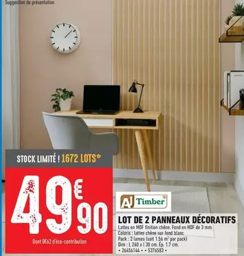 Timber - Lot De 2 Panneaux Décoratifs offre à 49,9€ sur Brico Cash
