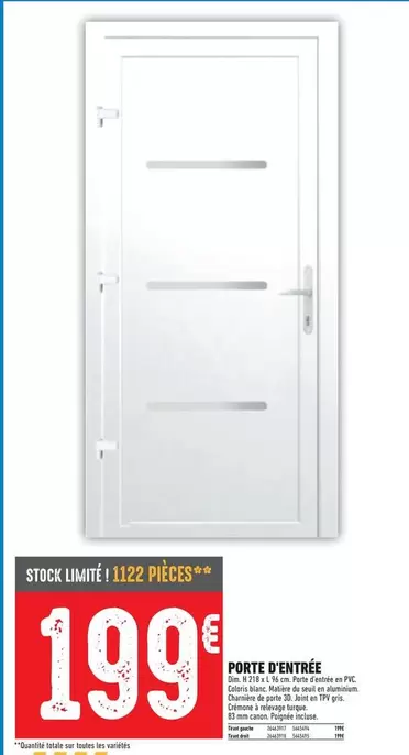 Porte D'Entree offre à 199€ sur Brico Cash