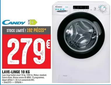 Candy - Lave-Linge 10 Kg offre à 279€ sur Brico Cash