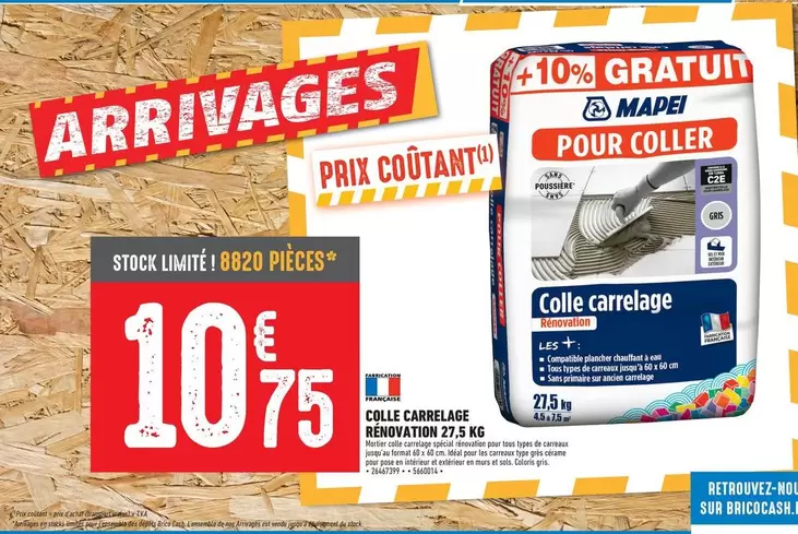 Mapei - Colle Carrelage Renovation 27,5 Kg offre à 10,75€ sur Brico Cash