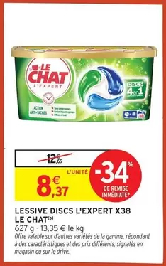 La queue du chat - Lessive Discs L'expert X38 offre à 8,37€ sur Intermarché Hyper