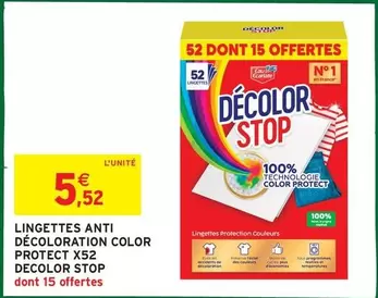 Decolor Stop - Lingettes Anti Décoloration Color Protect X52 offre à 5,52€ sur Intermarché Hyper